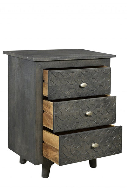 30" Gray Three Drawer Nightstand HomeRoots