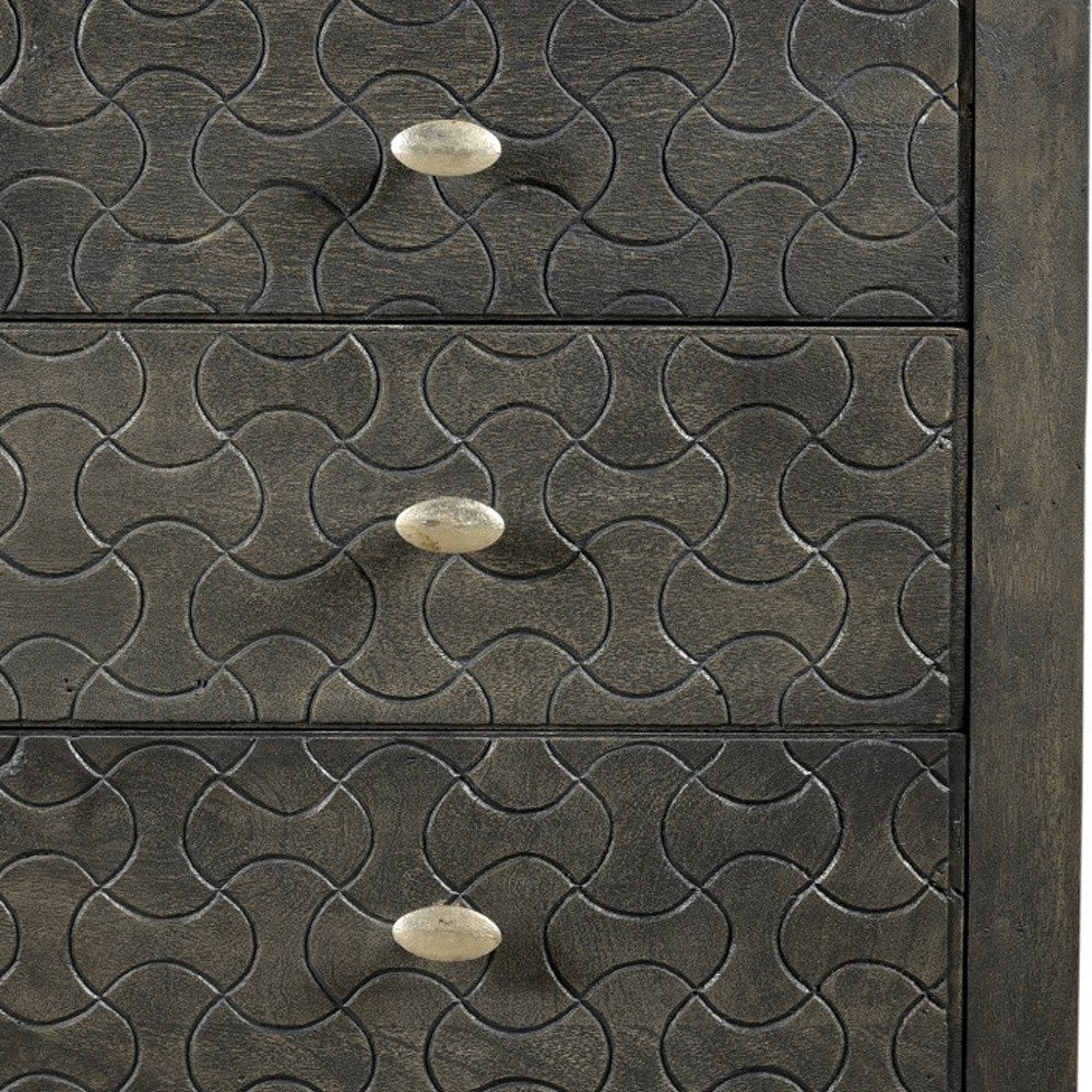 30" Gray Three Drawer Nightstand HomeRoots