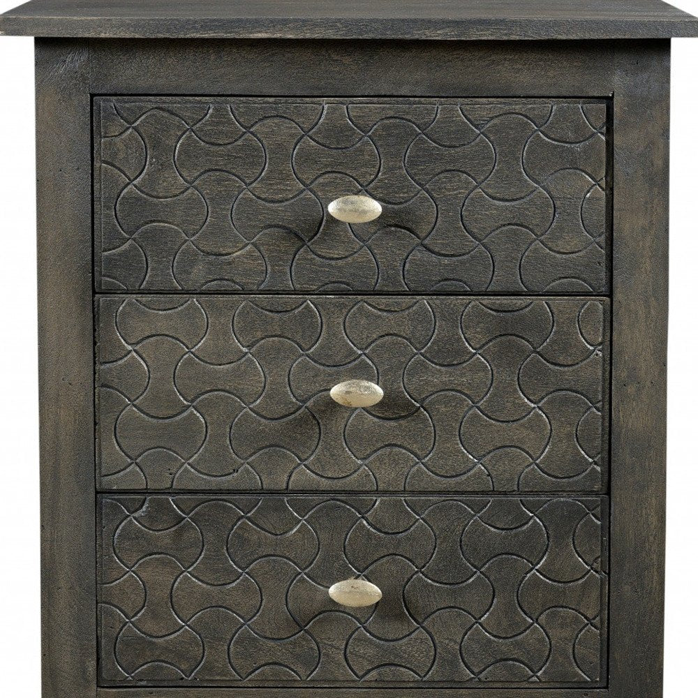 30" Gray Three Drawer Nightstand HomeRoots