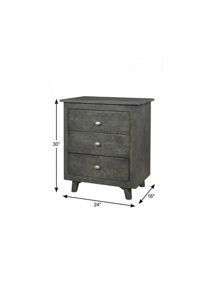 30" Gray Three Drawer Nightstand HomeRoots