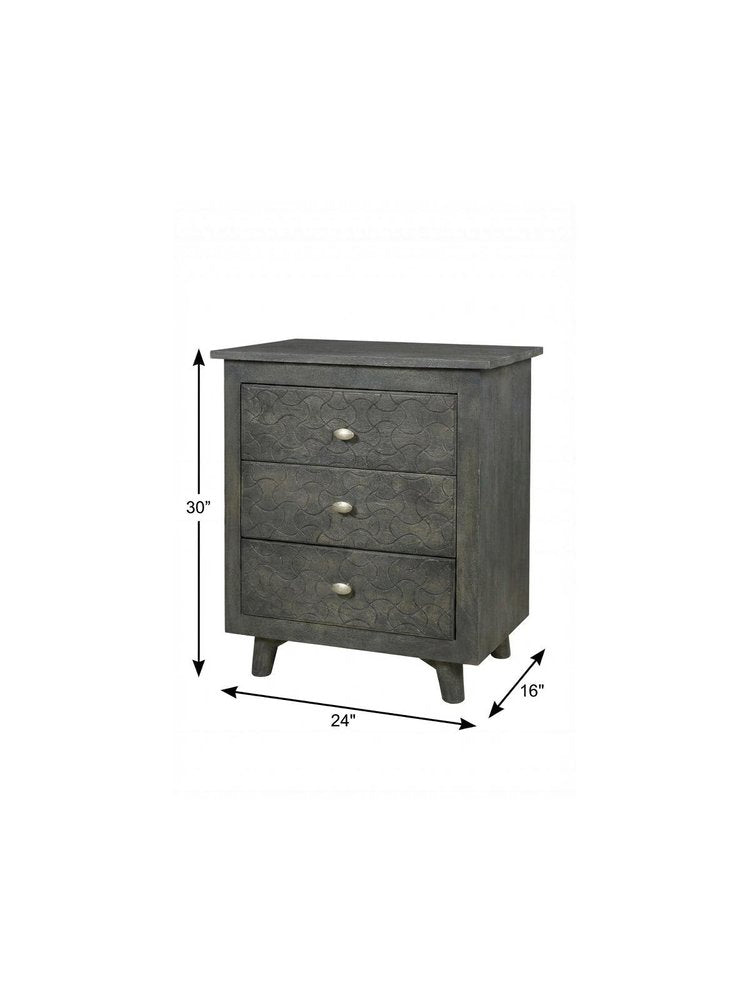 30" Gray Three Drawer Nightstand HomeRoots