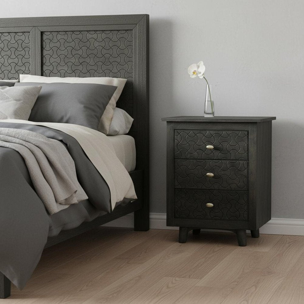 30" Gray Three Drawer Nightstand HomeRoots