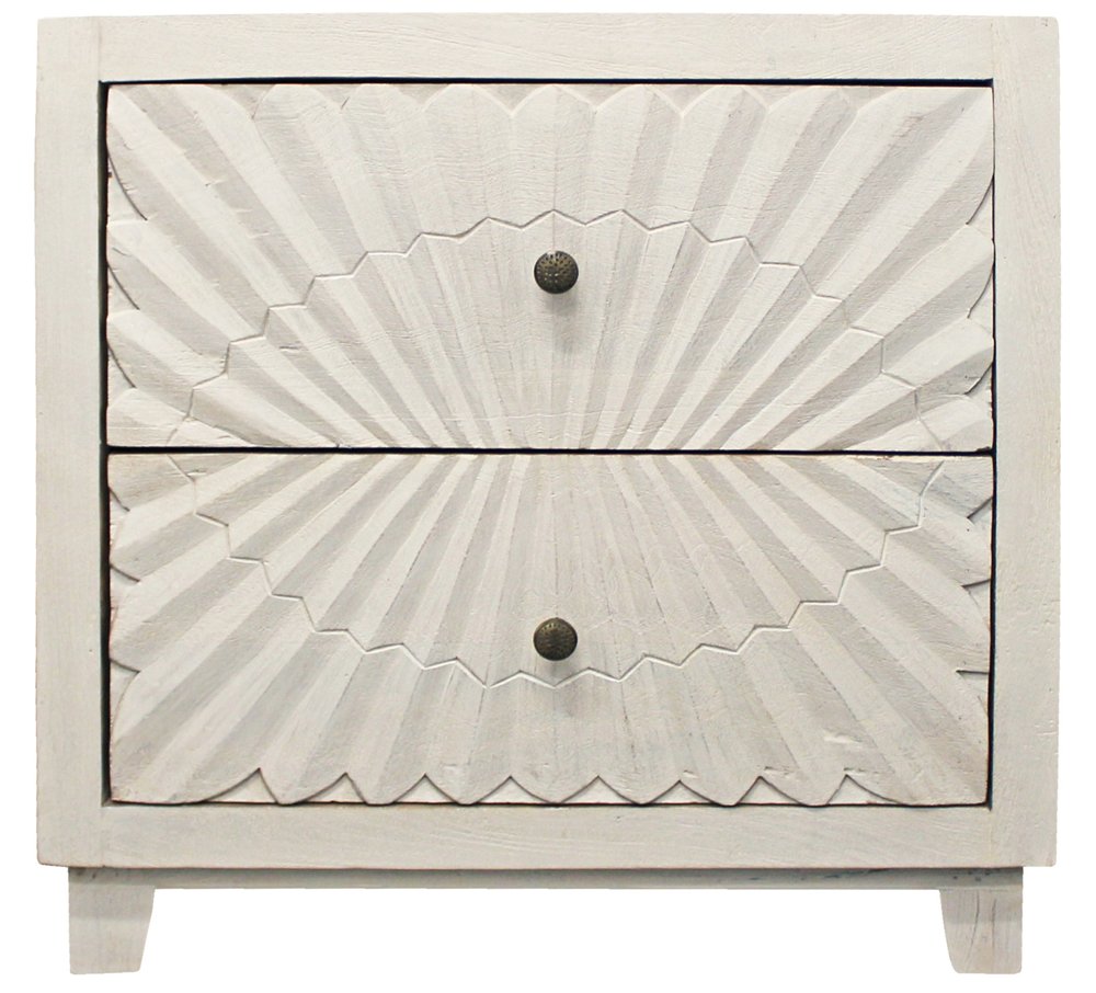 30" Ivory Two Drawer Nightstand HomeRoots