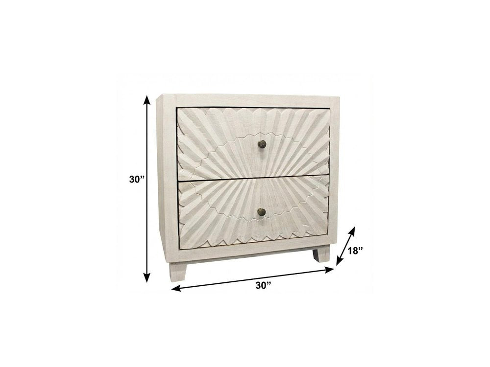 30" Ivory Two Drawer Nightstand HomeRoots
