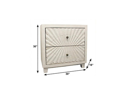 30" Ivory Two Drawer Nightstand HomeRoots