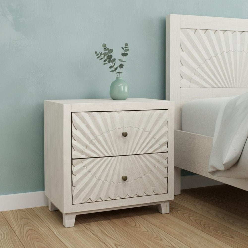 30" Ivory Two Drawer Nightstand HomeRoots