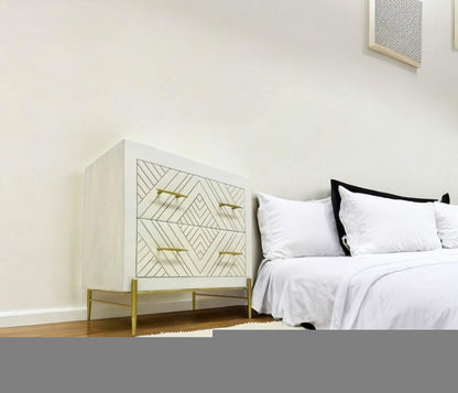 28" White Solid Wood Two Drawer Nightstand HomeRoots
