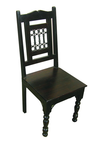 Dark Brown Metal and Wood Slat Back Dining Side Chair HomeRoots