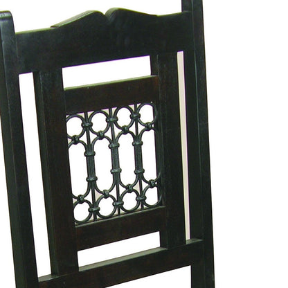 Dark Brown Metal and Wood Slat Back Dining Side Chair HomeRoots
