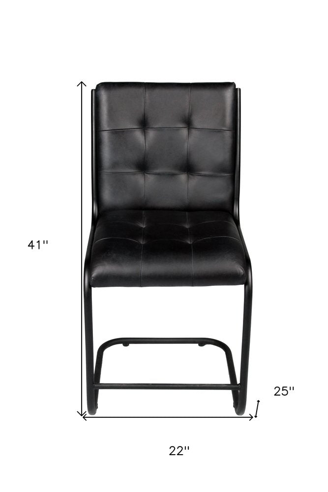 Tufted Black Upholstered Leather Dining Side Chair HomeRoots