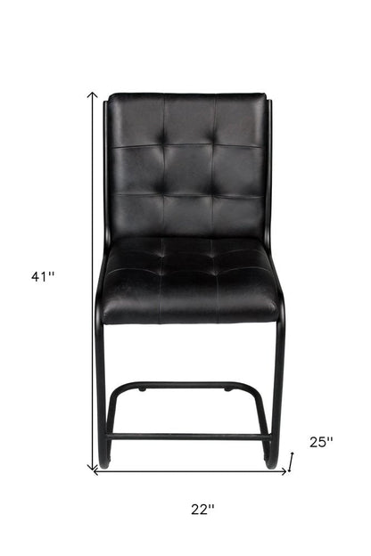 Tufted Black Upholstered Leather Dining Side Chair HomeRoots