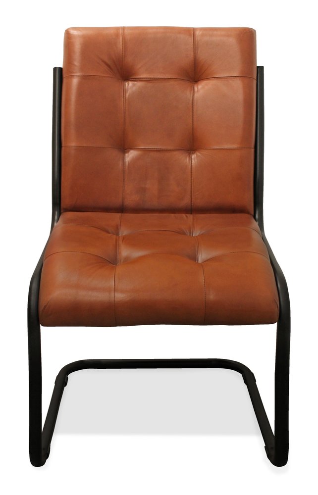 Tufted Cinnamon and Black Upholstered Leather Dining Side Chair HomeRoots