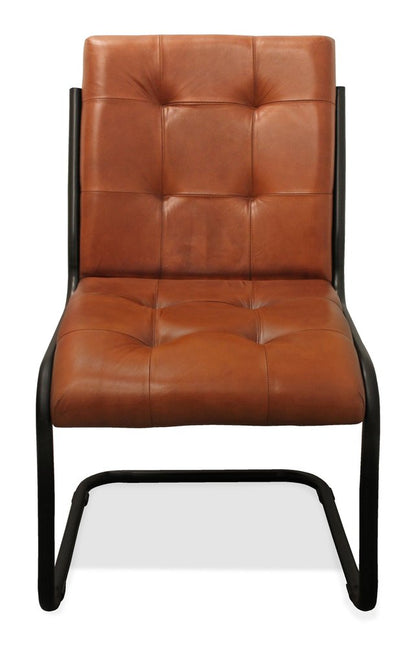 Tufted Cinnamon and Black Upholstered Leather Dining Side Chair HomeRoots