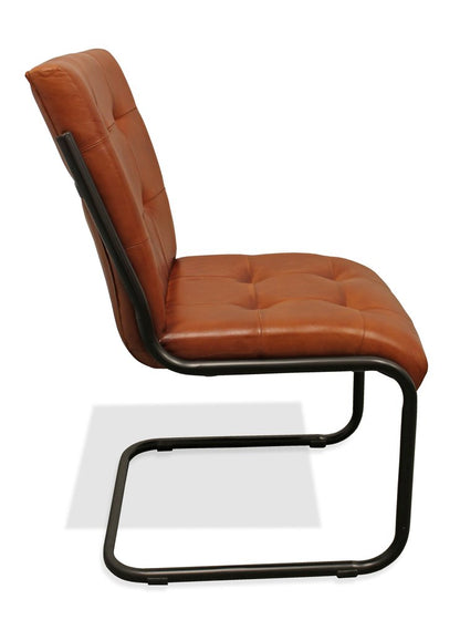 Tufted Cinnamon and Black Upholstered Leather Dining Side Chair HomeRoots