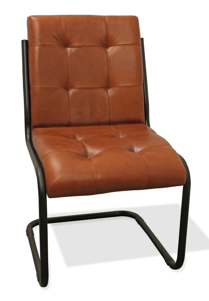 Tufted Cinnamon and Black Upholstered Leather Dining Side Chair HomeRoots
