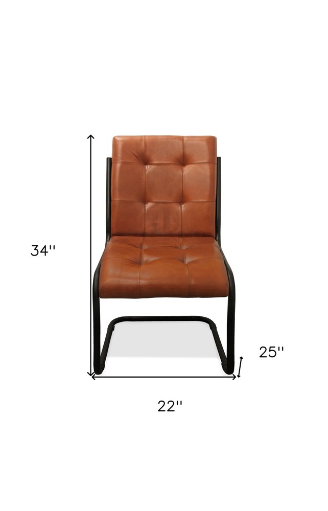 Tufted Cinnamon and Black Upholstered Leather Dining Side Chair HomeRoots