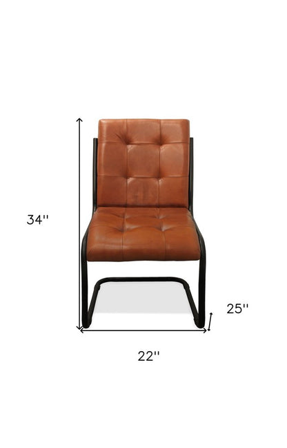 Tufted Cinnamon and Black Upholstered Leather Dining Side Chair HomeRoots