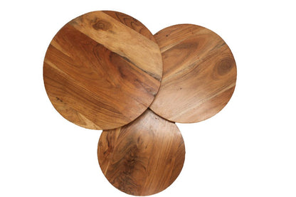 35" Natural Brown and Black Solid Wood and Iron Round Distressed Coffee Table HomeRoots