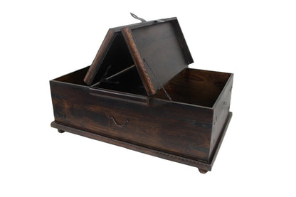 40" Brown Solid Wood Square Distressed Lift Top Solid Trunk Coffee Table HomeRoots