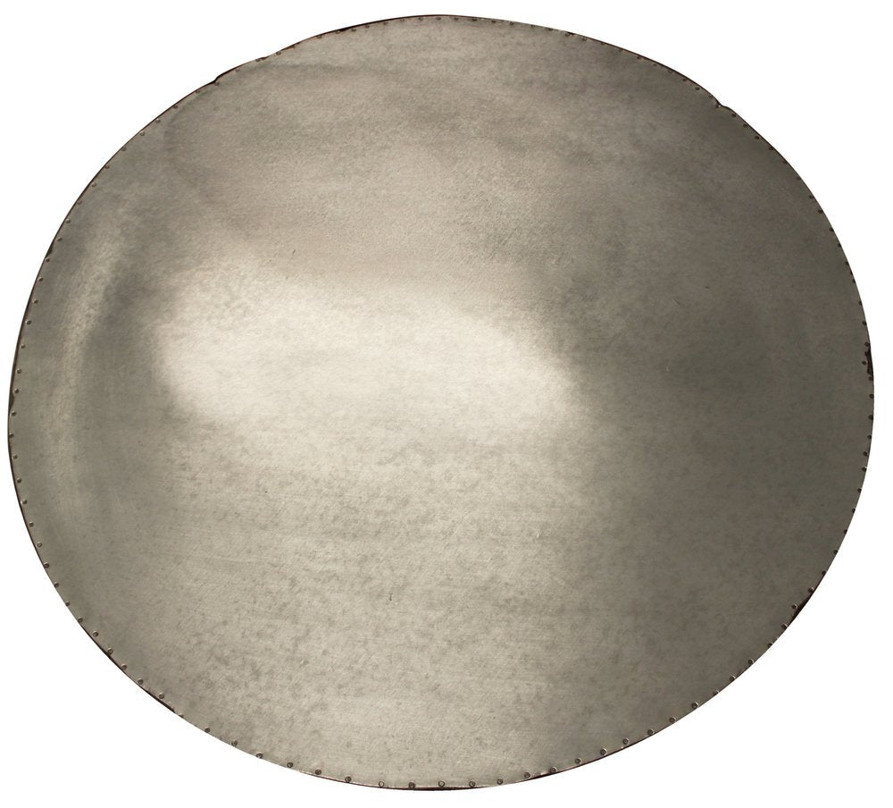 32" White and Natural Iron and Solid Wood Round Drum Coffee Table HomeRoots