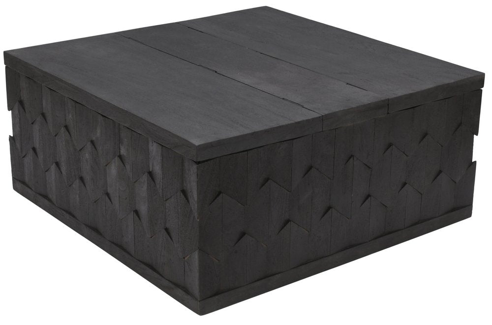 40" Dark Gray Solid Wood Square Distressed Solid Trunk Coffee Table HomeRoots