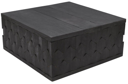 40" Dark Gray Solid Wood Square Distressed Coffee Table - FurniFindUSA