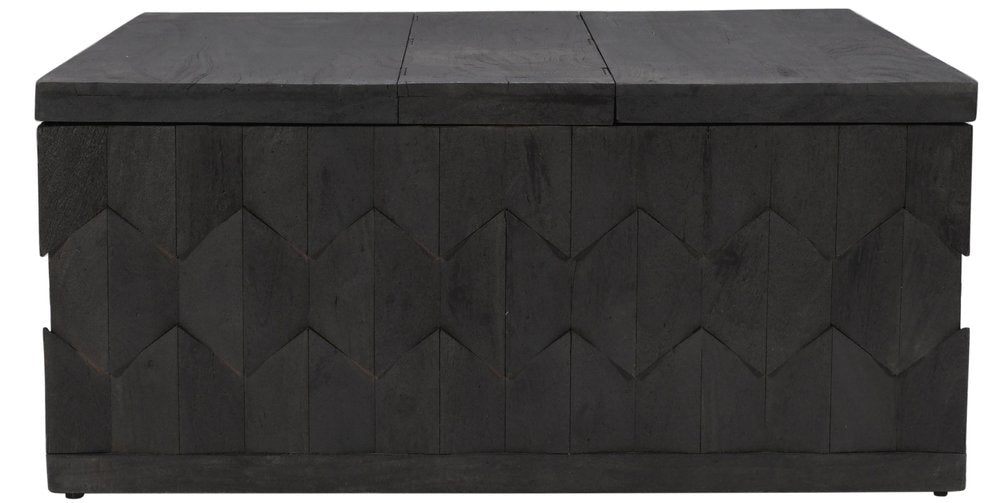 40" Dark Gray Solid Wood Square Distressed Solid Trunk Coffee Table HomeRoots