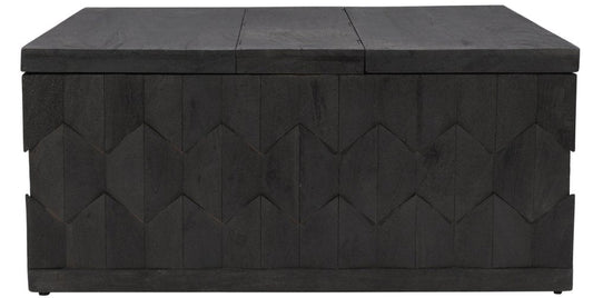 40" Dark Gray Solid Wood Square Distressed Solid Trunk Coffee Table HomeRoots