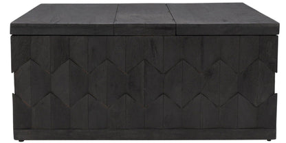 40" Dark Gray Solid Wood Square Distressed Coffee Table - FurniFindUSA