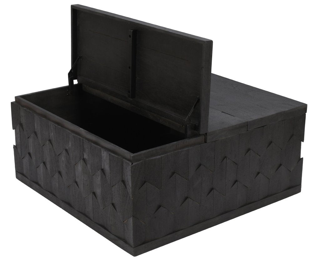 40" Dark Gray Solid Wood Square Distressed Solid Trunk Coffee Table HomeRoots