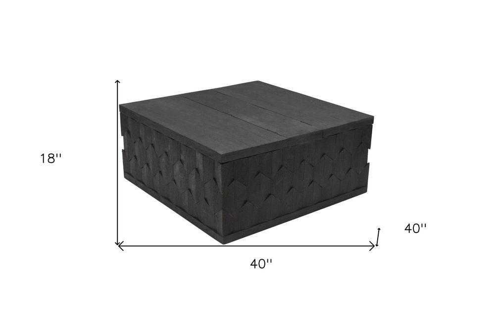 40" Dark Gray Solid Wood Square Distressed Solid Trunk Coffee Table HomeRoots