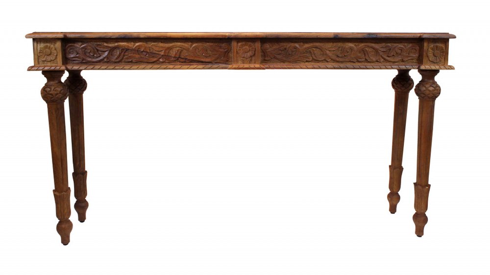 54" Brown Solid Wood Distressed Console Table HomeRoots