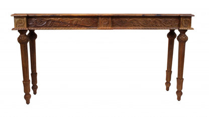 54" Brown Solid Wood Distressed Console Table HomeRoots