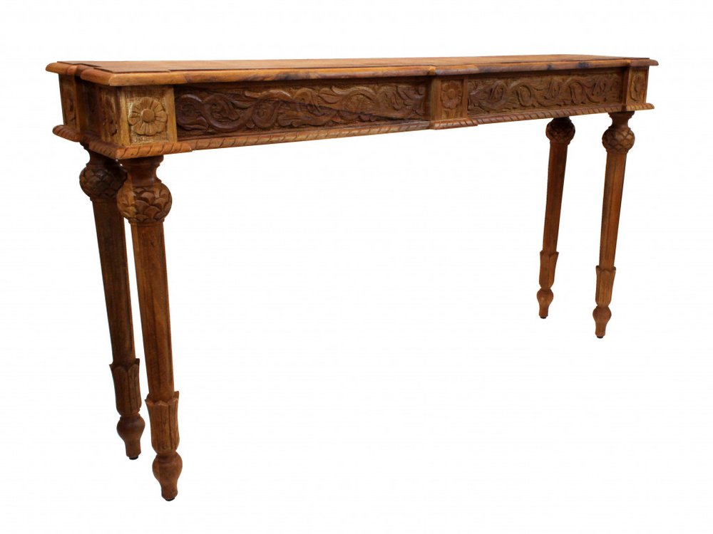 54" Brown Solid Wood Distressed Console Table HomeRoots