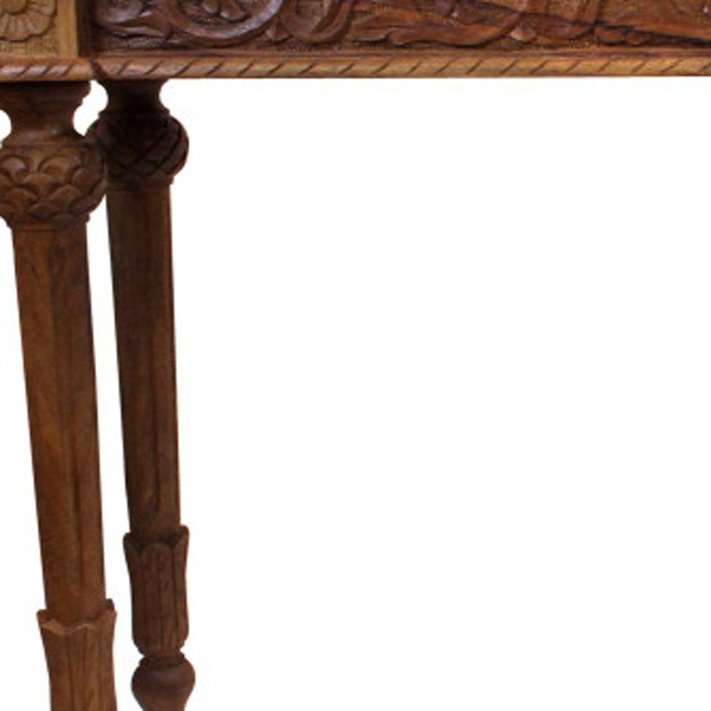 54" Brown Solid Wood Distressed Console Table HomeRoots
