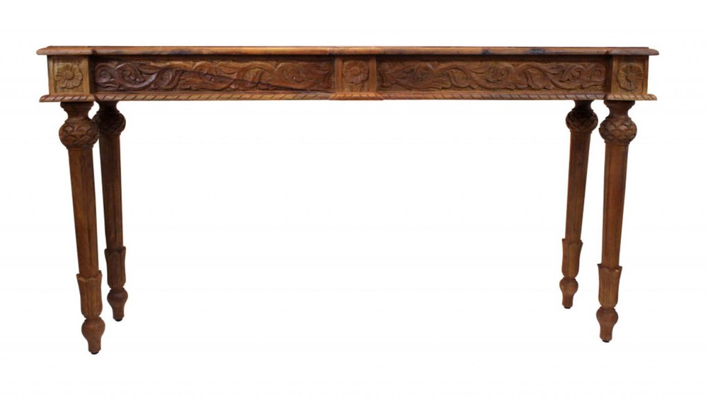54" Brown Solid Wood Distressed Console Table HomeRoots
