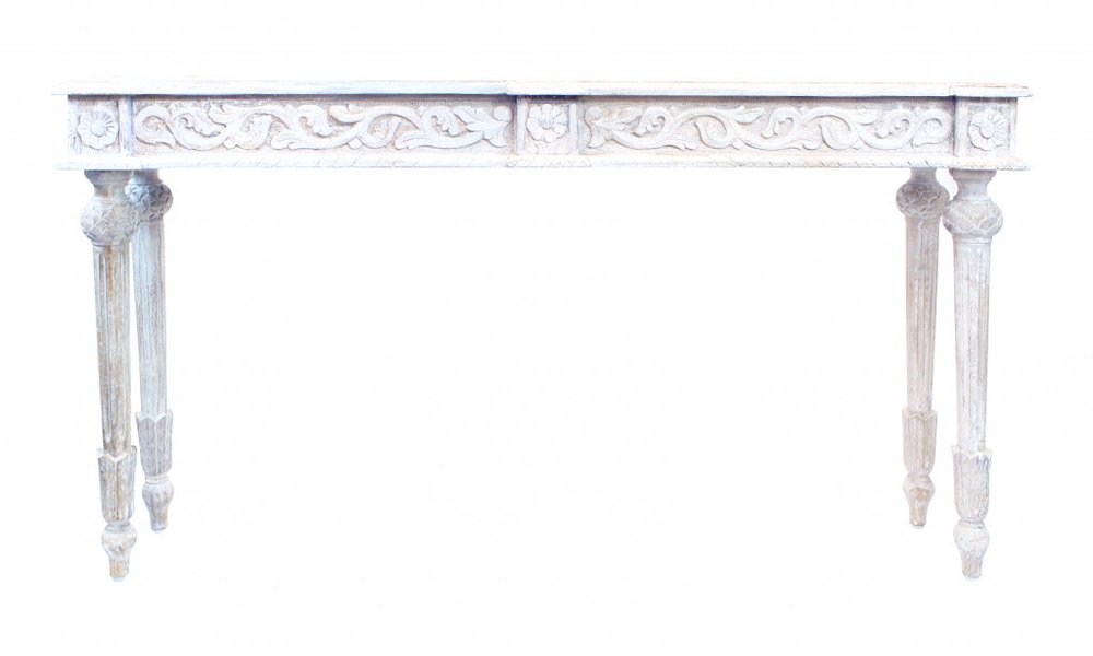 54" White Solid Wood Distressed Console Table HomeRoots