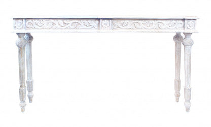 54" White Solid Wood Distressed Console Table HomeRoots
