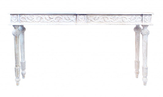 54" White Solid Wood Distressed Console Table HomeRoots