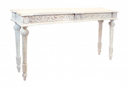 54" White Solid Wood Distressed Console Table HomeRoots