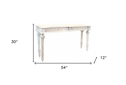 54" White Solid Wood Distressed Console Table HomeRoots
