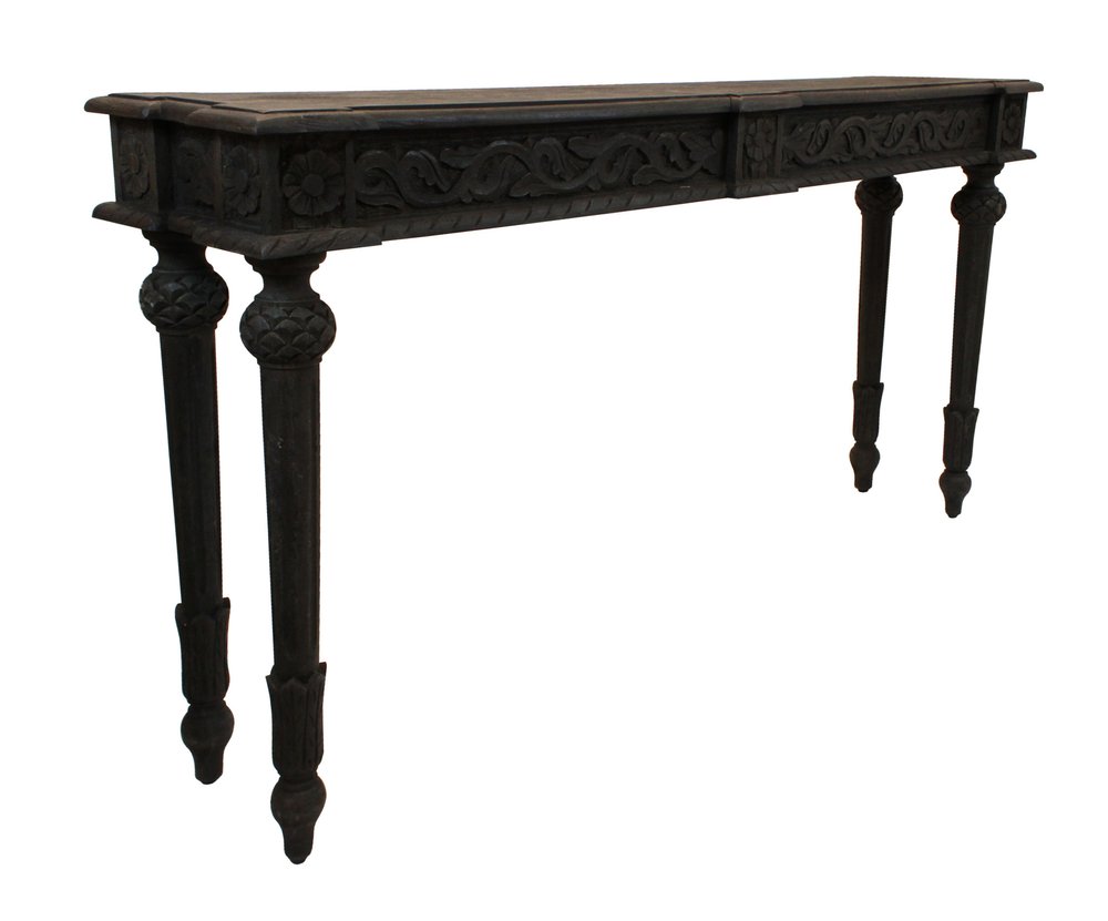 54" Gray Solid Wood Distressed Console Table HomeRoots