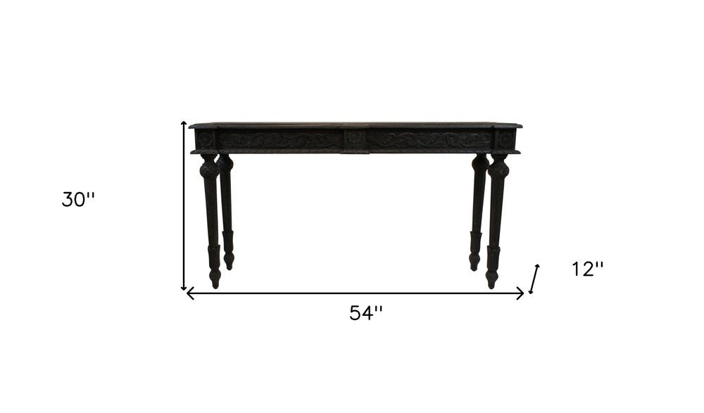 54" Gray Solid Wood Distressed Console Table HomeRoots