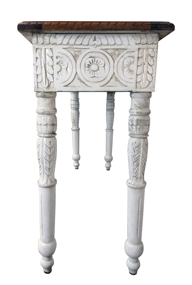 48" Natural and White Solid Wood Distressed Console Table HomeRoots