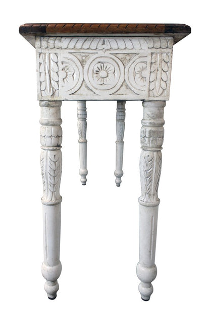 48" Natural and White Solid Wood Distressed Console Table HomeRoots