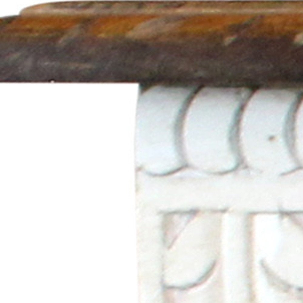 48" Natural and White Solid Wood Distressed Console Table HomeRoots