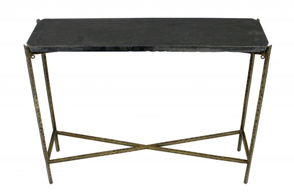 32" Black and Gold Stone Frame Console Table HomeRoots