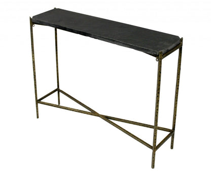 32" Black and Gold Stone Frame Console Table HomeRoots