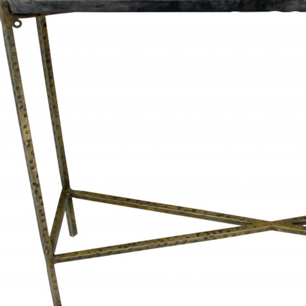32" Black and Gold Stone Frame Console Table HomeRoots