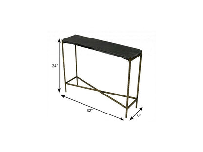 32" Black and Gold Stone Frame Console Table HomeRoots